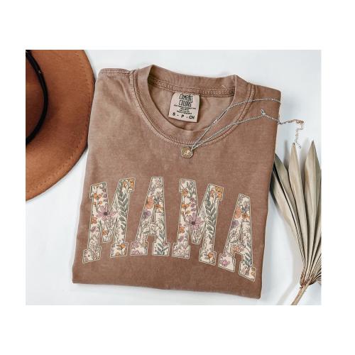 Comfort Colors® Mama Shirt, Floral Mama Shirt, Mothers Day Gift, Girly Aesthetic Gift For Mom, Retro Mom Tee, Cute Mom Shirt, Mama Tshirt