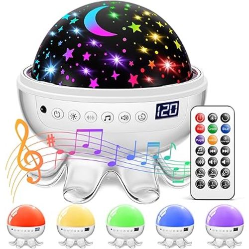 Baby Sound Machine for Kids Night Light Projector with Star, 30 Soothing Sounds White Noise Machine for Sleeping, 31 Color | 4 Films Baby Sleep Trainer, Remote+Timer+3 Brightness Night Light for Kids