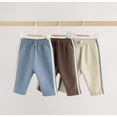 Buy Blue/Brown/Cream Baby Straight Leg Joggers 3 Pack (0mths-2yrs) from Next USA