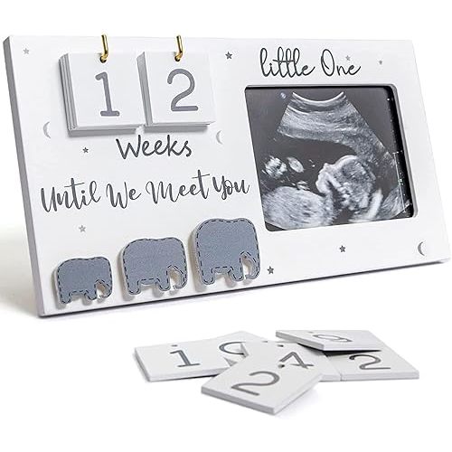 Sonogram Picture Frame, Ultrasound Photo Frame with Baby Countdown Weeks, Expecting Parents to be Pregnancy Gift Congratulations Pregnancy Must Have Grandparent Baby Announcement First Time Mom to Be