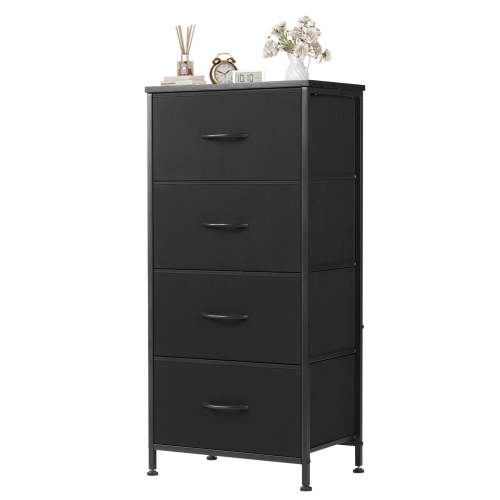 CONCETTA 4-Drawer Fabric Dresser Storage Chest for Bedroom, Closet, Storage Furniture for Adults, Black