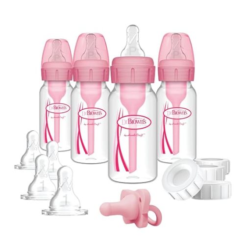 Dr. Brown's Narrow Breast to Bottle Pump & Store Feeding Set, Pink, 0m+