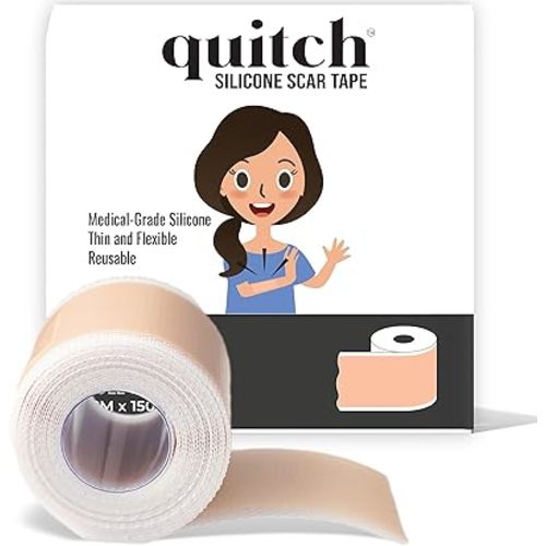 Quitch Silicone Scar Sheets for Surgical Scars, Silicone Scar Tape, C Section Recovery Must Haves, Tummy Tuck Recovery Must Haves, Postpartum Essentials Scar Treatment (Nude) 4x150cm