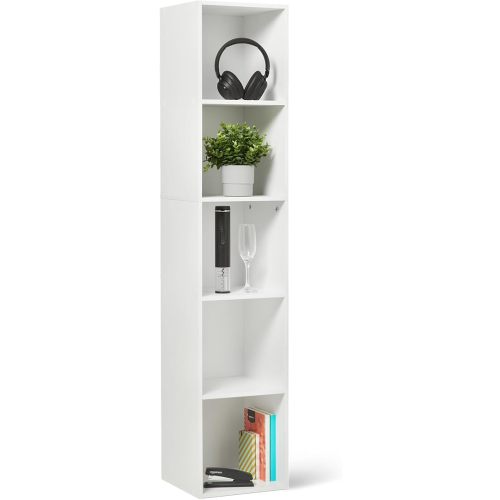 Amazon Basics 5-Cube Bookcase Compatible with Fabric Storage Cube Organizers, White
