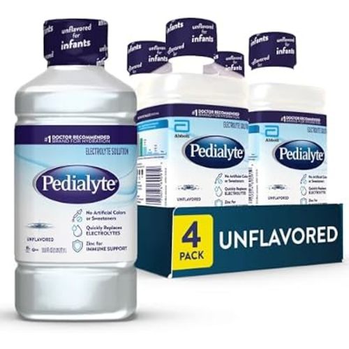 Pedialyte Electrolyte Drink, Unflavored Hydration Drink, 1 Liter, 4pk
