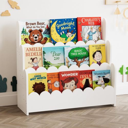 SpaceAid 3-Tier Montessori Bookshelf - 29.6 W White