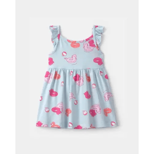 Baby Girl Pool Floatie Ruffle-Sleeve Dress - Blue | Carter's