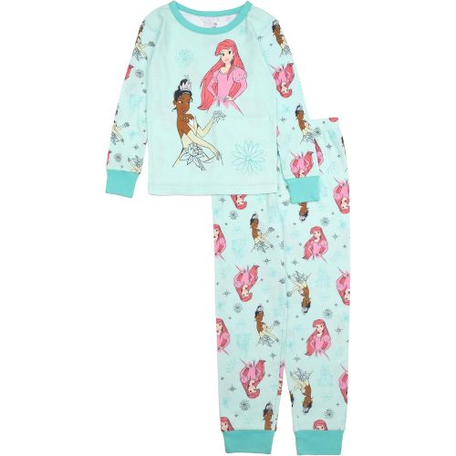 Disney Girls' 2-piece Snug-fit Cotton Holiday Matching Pajama Set, Soft & Cute for Kids