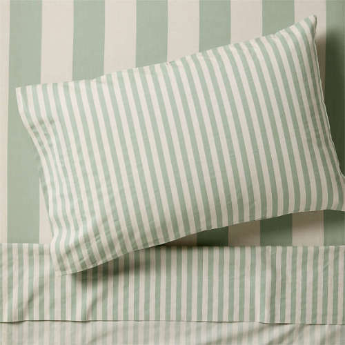 Riviera Green Stripe 100% Organic Cotton Kids Twin Sheet Set