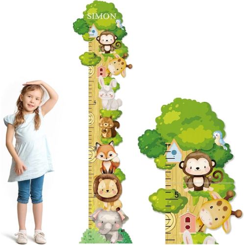 Personalized Name Growth Chart for Wall, Forest Animal Stack Wooden Height Chart, Boy Girls Height Chart Growth Measuring Ruler, Christmas Birthday Gift for Boys and Girls
