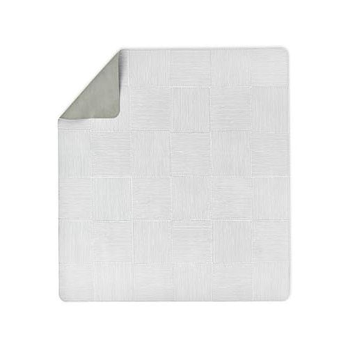 Lalo Splat Mat - Double-Sided Vegan Leather Wipeable Baby Splat Mat - Modern Design, Perfect for Mealtime & Playtime, Easy to Clean High Chair Mat for Floor, 47 x 47 Inches - Wickerwork Sage