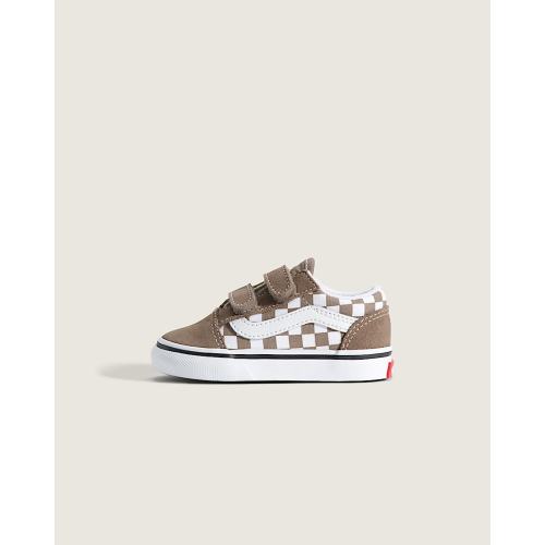 Toddler Old Skool V Checkerboard Shoe in Checkerboard Walnut Brown | Vans