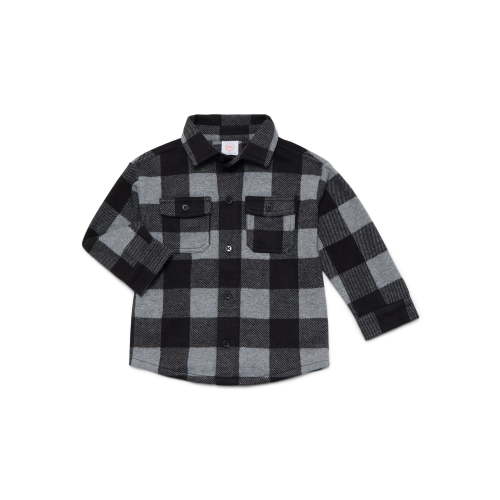 Wonder Nation Toddler Boys' Plaid Shacket with Long Sleeves, Sizes 12M-5T