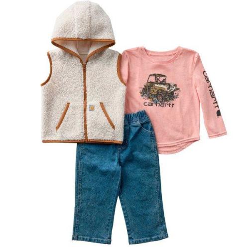 Baby Girls' Carhartt Truck 3-Piece Vest,Pants Set