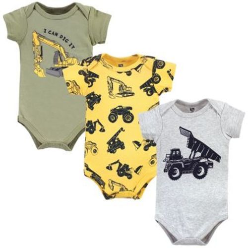 Hudson Baby Infant Boys Cotton Bodysuits, Construction Trucks, 0-3 Months