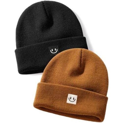 FURTALK Baby Beanie Cute Toddler Winter Hat Knit Boys Girls Warm 2 Pack Kids Embroidered Beanies Cap for 0-8 Years