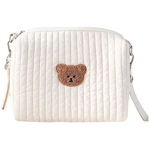 Lushandy Baby Small Diaper Bag Mini Stroller Storage Bag Quilted Cotton Cute Organizer Pouch Kawaii Mommy Bag with Stroller Hooks