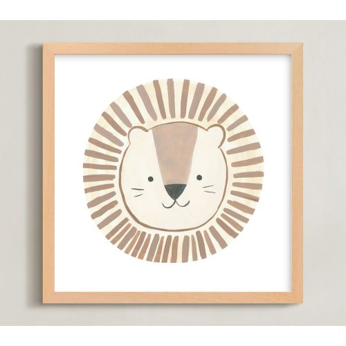 Minted® Animal Faces Wall Art by Teju Reval | Pottery Barn Kids -11x11 natural wood