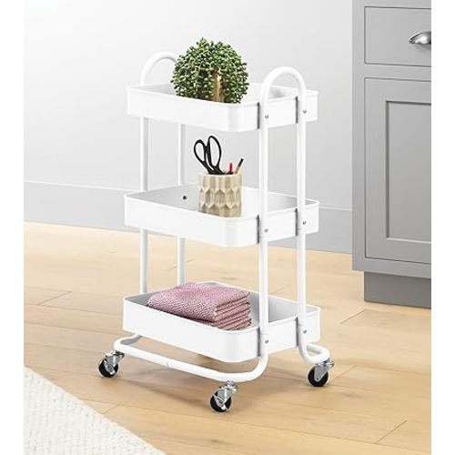 Whitmor 3-Tier Metal Cart, White
