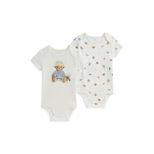 Girls' Polo Bear Cotton Bodysuits, 2 Pack - Baby