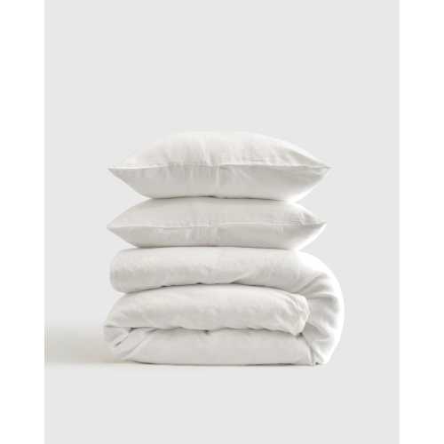 European Linen Duvet Cover Set in White