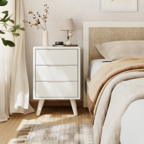 George Oliver Annie Modern Solid Wood Nightstand with 2/3 Drawers,Table for Bedroom Storage & Reviews | Wayfair