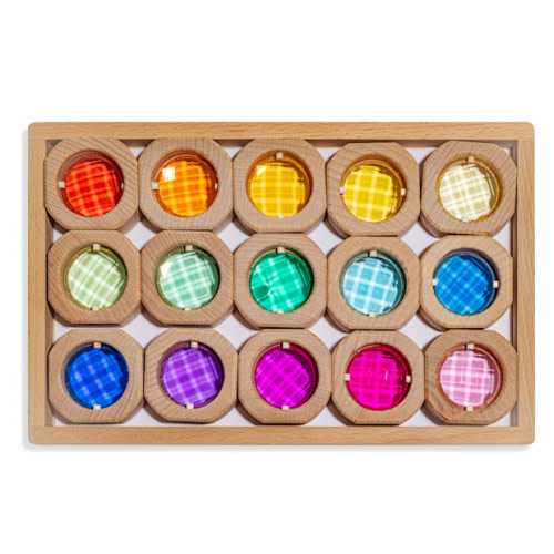 Maison Rue Lottie Blocks - Rainbow Gem Wooden Blocks with Acrylic Shapes