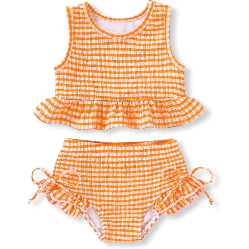 HAPPYMA Baby Swimsuit Toddler Girl Bathing Suit Summer Stripe Bikini Set Beach Two Piece Swim Wear