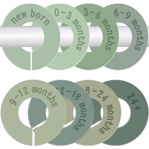 8PCS Baby Closet Dividers for Clothes Double-Sided Baby Closet Organizer Baby Clothes Size Age Separators Nursery Clothes Hanger Dividers for Most Closet Rods Organizer from Newborn to Toddler