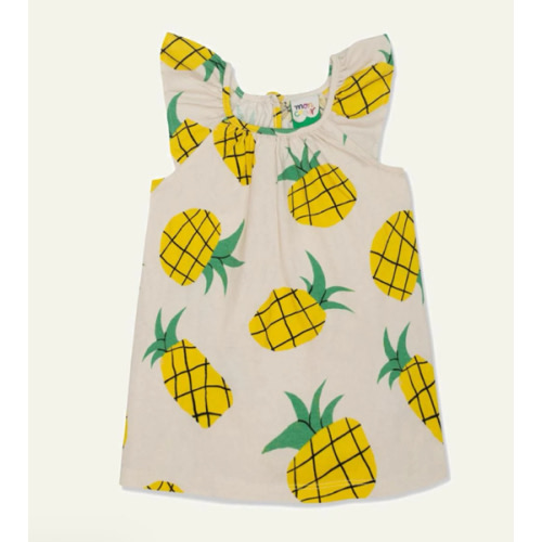 Manymoons - Recycled Cotton Pineapple Harvest Baby Summer Dress - Natural/multi