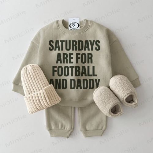SATURDAYS ARE FOR FOOTBALL AND DADDY Baby Grey Green 2-piece Set