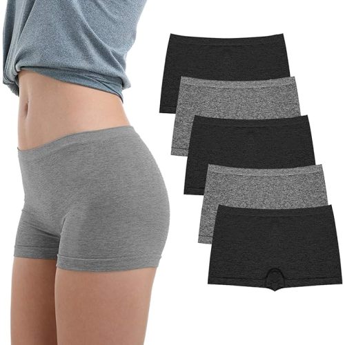 LALESTE Women's Boyshort Underwear Full Coverage Seamless Panties Soft Stretch Boxer Briefs 5 Packs