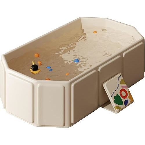 Baby Foldable Kids Bathtub for Infants to Toddler with Non-Slip Base,Easy Storage,Perfect for Small Spaces,White