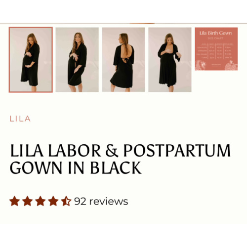 Lila Labor & Postpartum Gown in Black