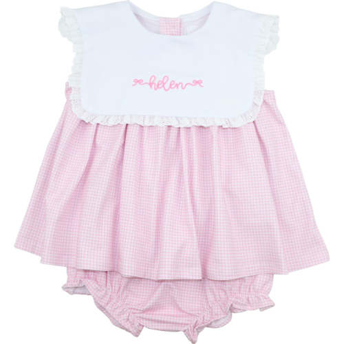 Pink Gingham Knit Diaper Set