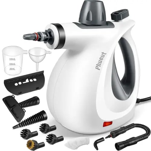 Pressurized Handheld Multi-Surface Natural Steam Cleaner with 12 pcs Accessories, Multi-Purpose Steamer for Home Use, Steamer for Cleaning Floor, Upholstery, Grout and Car