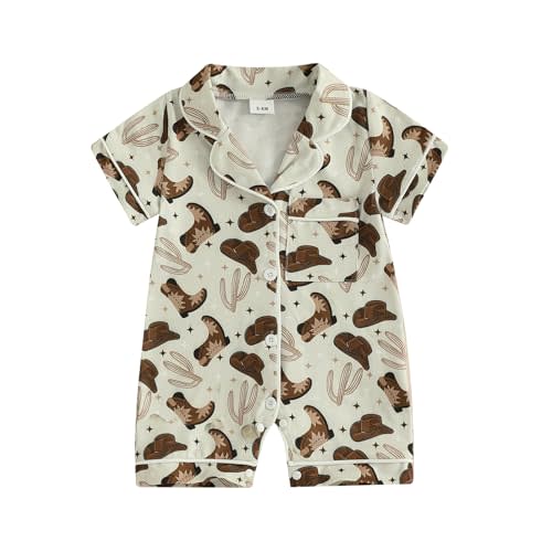 Newborn Summer Pajamas Baby Boy Girl Button Down Romper Cute Infant Sleepwear One-Piece Pjs