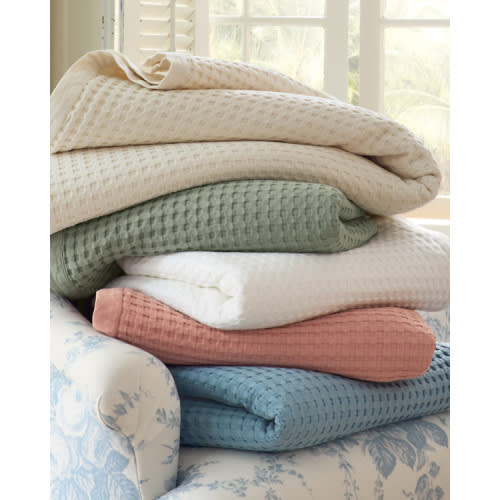 Chunky Waffle-Weave Organic-Cotton Blanket or Throw