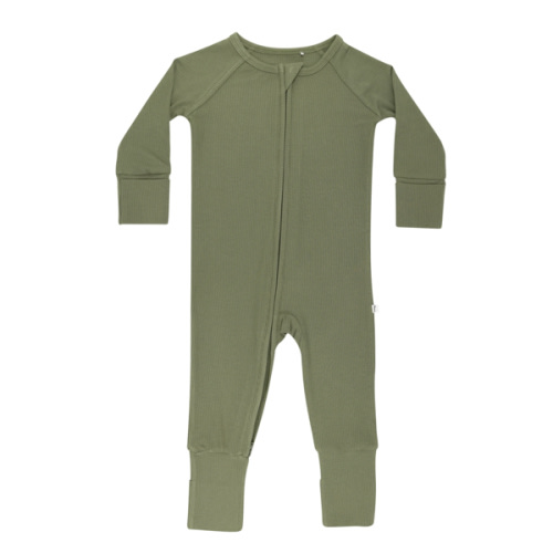 Olive Small Ribbed Zip Romper