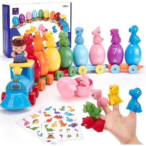 hahaland Montessori Farm Train Set, Toddler Learning Toys for 2-3 Year Olds