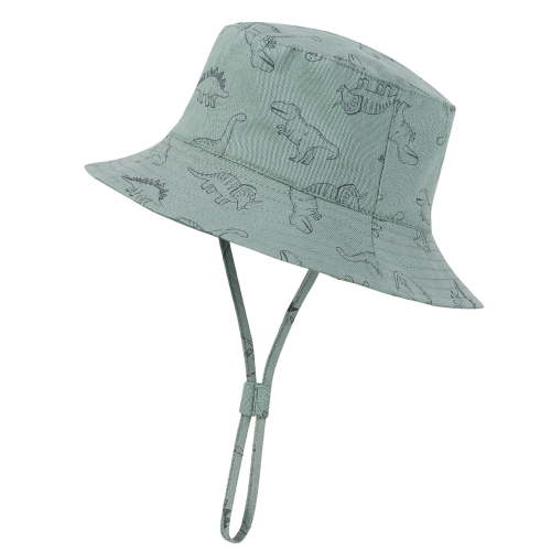 Zando Dinosaur Hat Baby Summer, Cotton Sun Bucket Hat Green, UPF 50+, 3-6 Months