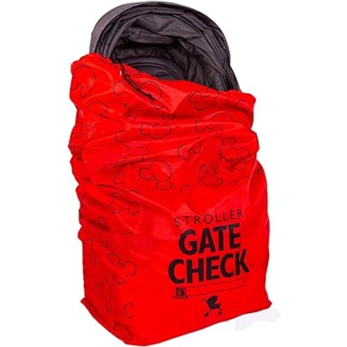 J.L. Childress Disney Baby Gate Check Bag for Single & Double Strollers - Travel Bag for Airplane, Fits Most Standard Baby Strollers, Airport Accessories for Gate Check - Mickey Mouse, Red