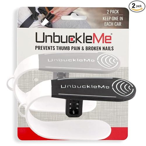 UnbuckleMe Car Seat Buckle Release Tool (As Seen on Shark Tank) - Easy Opener Aid for Arthritis, Long Nails, Older Kids - Button Pusher for Infant, Toddler Car Seats (2 Pack, Black & Gray)