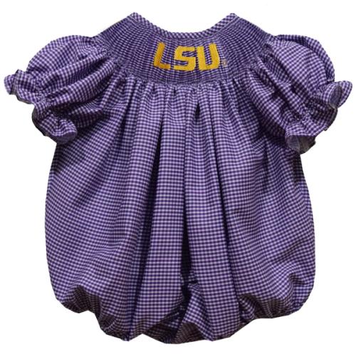 LSU Tigers Smocked Gingham Bubble (preorder) – Little Loves Children's Boutique
