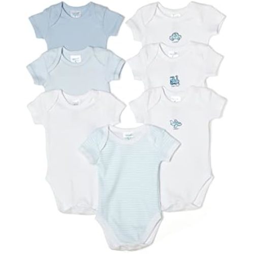 Spasilk 100% Cotton Assorted Short Sleeve Lap Shoulder 7-Pack Bodysuit