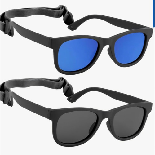 2 Pack Toddler Sunglasses Polarized with Strap for 2-4 Years Kids, Boys Baby Glasses UV Protection
