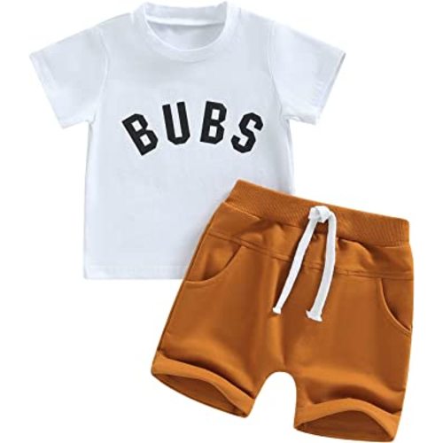 Rtnnsbbfcm Newborn Baby Boy Summer Clothes Set Short Sleeve Letter T-Shirt Top Shorts with Pockets 2Pcs Casual Outfit