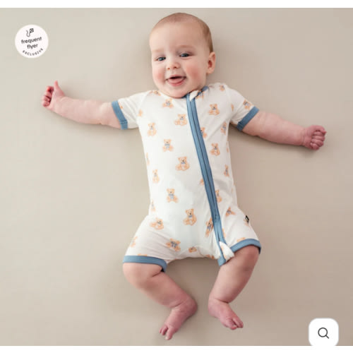 Zippered Shortall Romper in Teddy Bear