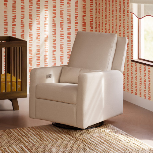 babyletto Sigi Electronic Recliner and Swivel Glider - Performance Beach Eco-Weave