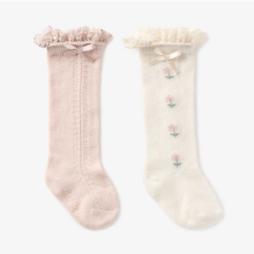 Floral Knee-high Non Slip Baby Socks 2 pack – Elegant Baby